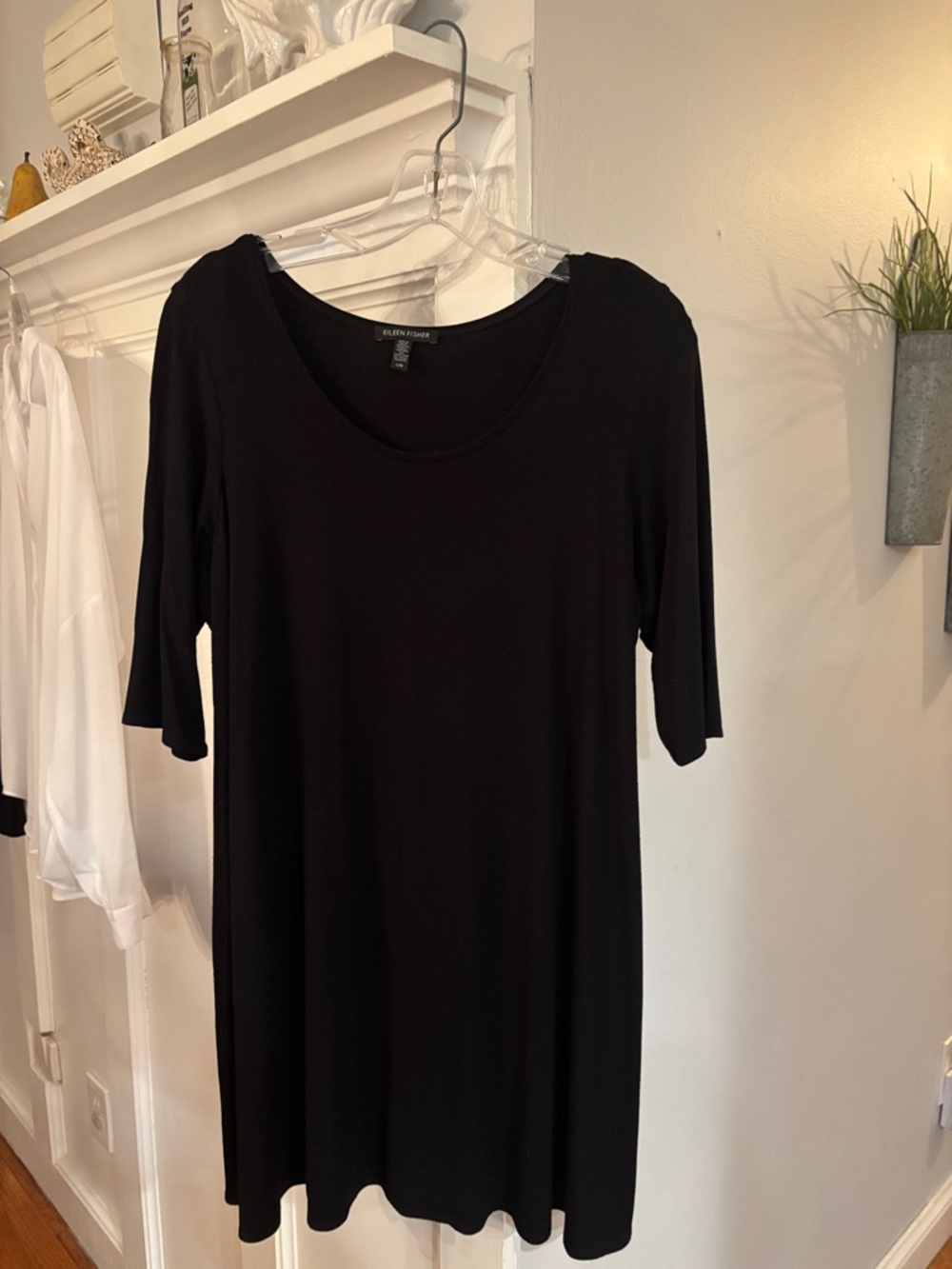 Eileen Fisher Black Scoop Neck tunic, size large perfect condition